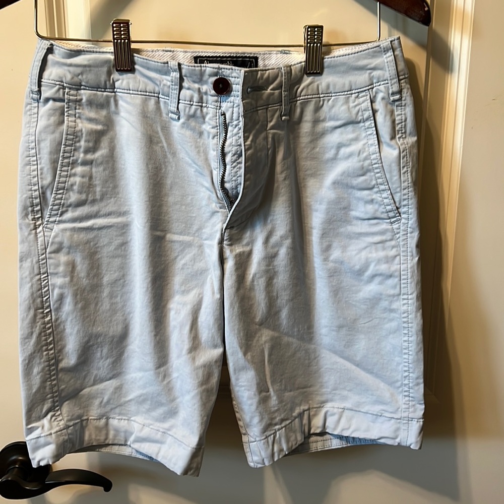Light blue Abercrombie and Fitch mens 10” shorts
